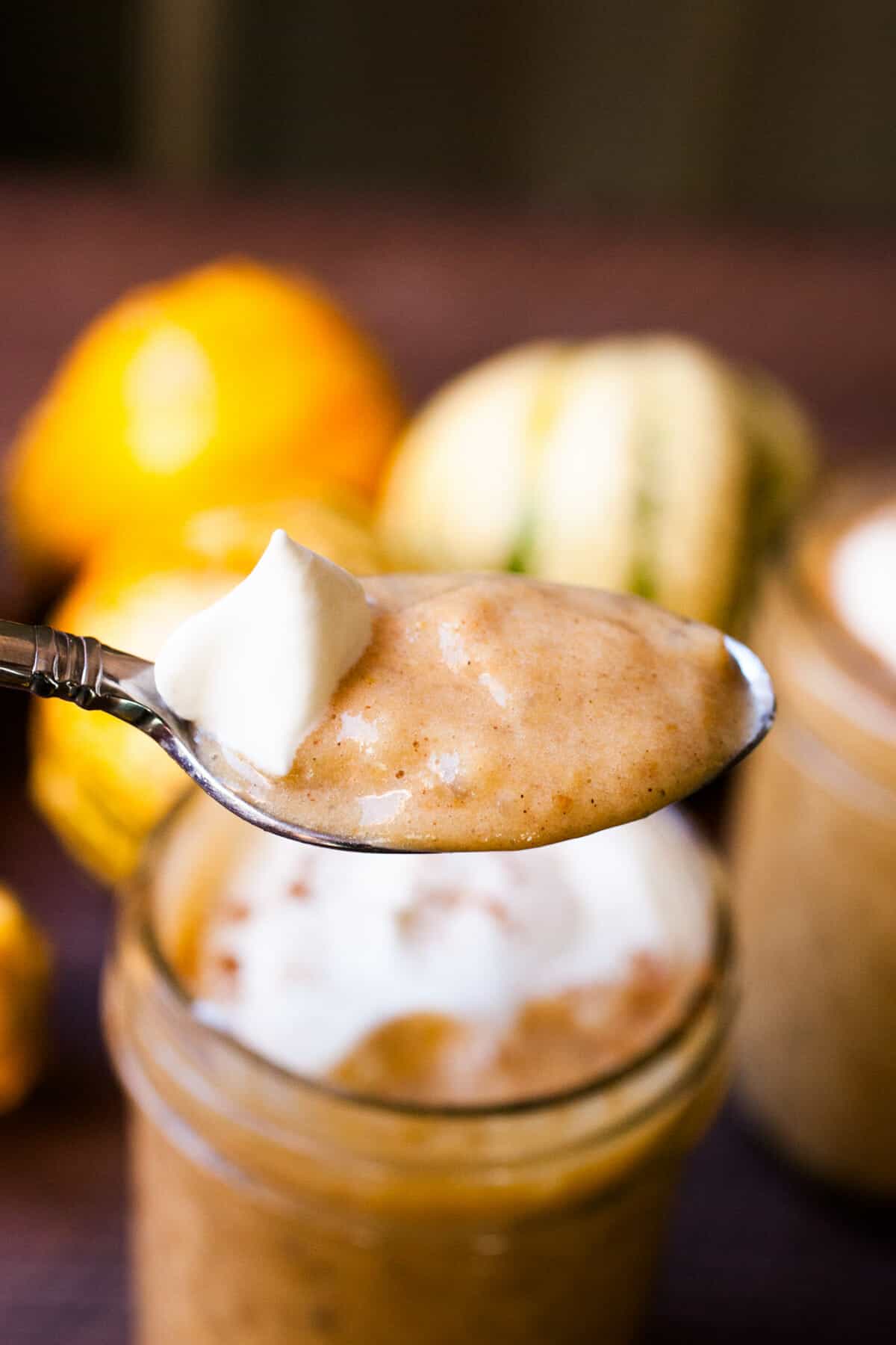 Pumpkin Tapioca Pudding: This creamy homemade tapioca is almost like pumpkin pie in a jar! It's so creamy and delicious and has just enough spice and sweetness. You'll love it. | macheesmo.com