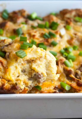 Challah Breakfast Casserole: This is my new favorite breakfast casserole. Easy to mix up the night before with challah bread, sausage, and loads of cheese. It bakes up golden brown and beautiful. YUM. | macheesmo.com