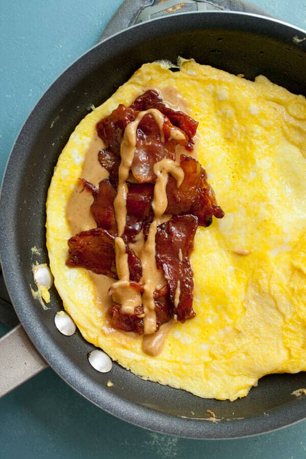 Peanut Butter Omelet with Candied Bacon 