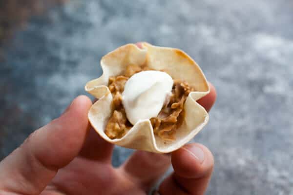 2nd layer - sour cream - Taco Wonton Cups