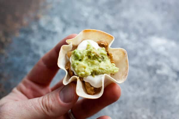 3rd layer - guacamole - taco wonton cups