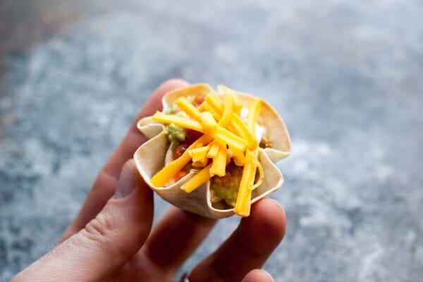 5th layer - cheese - Taco Wonton Cups