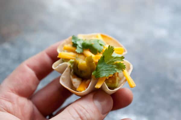 Final Layers - Jalapeno and Cilantro - Taco Wonton Cups