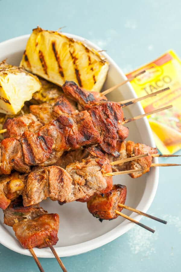 Tacos Al Pastor Kabobs: These marinated pork tacos have all classic flavors of Tacos Al Pastor without so much work. If you're a taco lover, this is a must try! | macheesmo.com