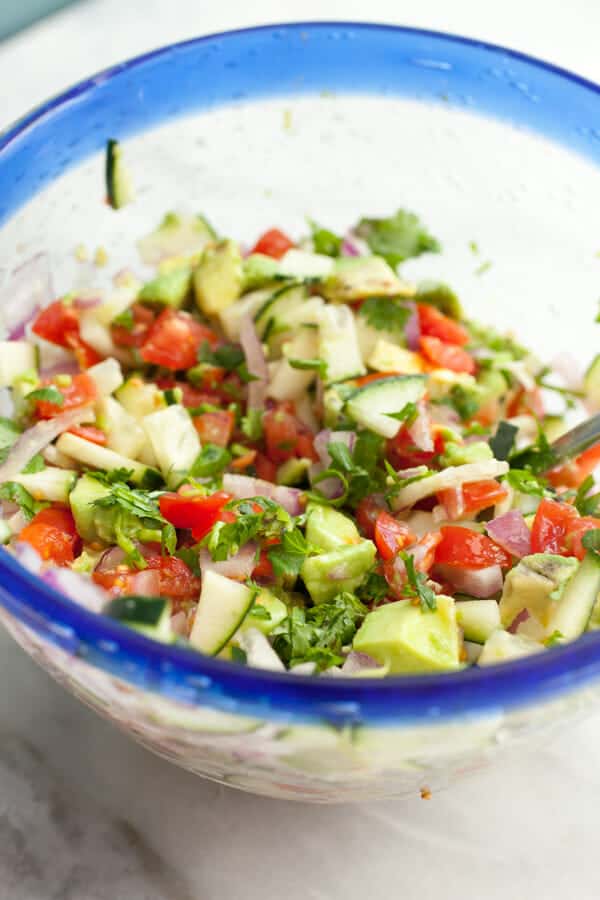 Mixing the Crab and Avocado Salad