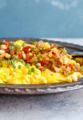 Loaded Scrambled Eggs: For the indecisive breakfast lover. This is too much filling to make an omelet with so I just piled it high and called it LOADED. A delicious breakfast, no doubt. | macheesmo.com