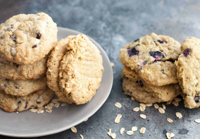 Oatmeal Cookies Three Ways: Basic oatmeal cookies with three new twists on them. If you're an oatmeal cookie fan, you'll want to try these! Versions include cherry chocolate, blueberry lemon, and peanut butter banana. | macheesmo.com