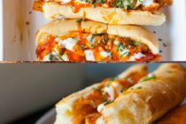 Baked Subs with Buffalo Chicken.