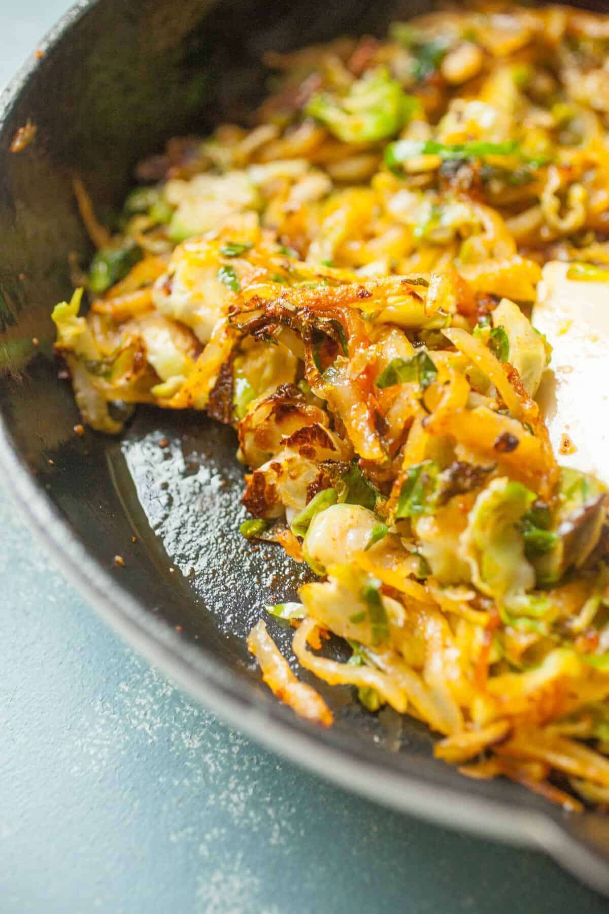 Crispy Brussels Sprout Breakfast Skillet