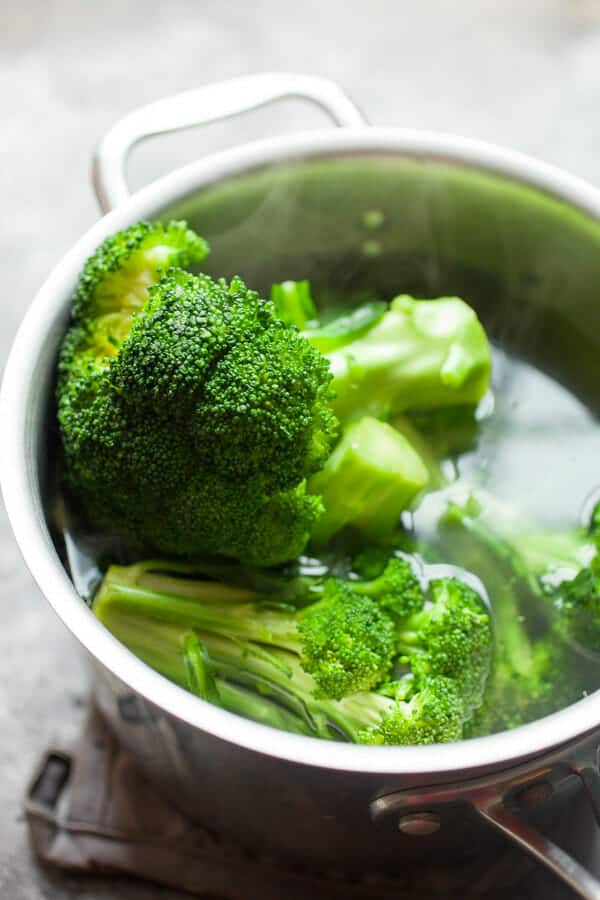 Blanched broccoli for casserole.