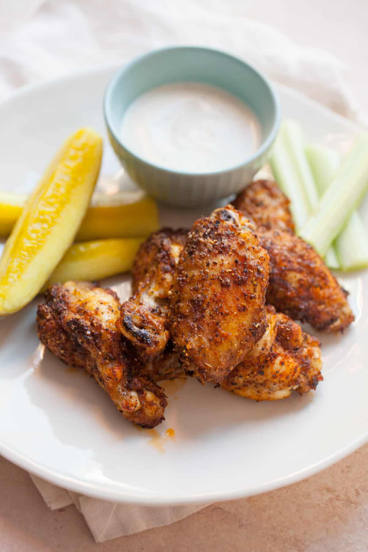 Pickle chicken wings on a plate ready to serve.