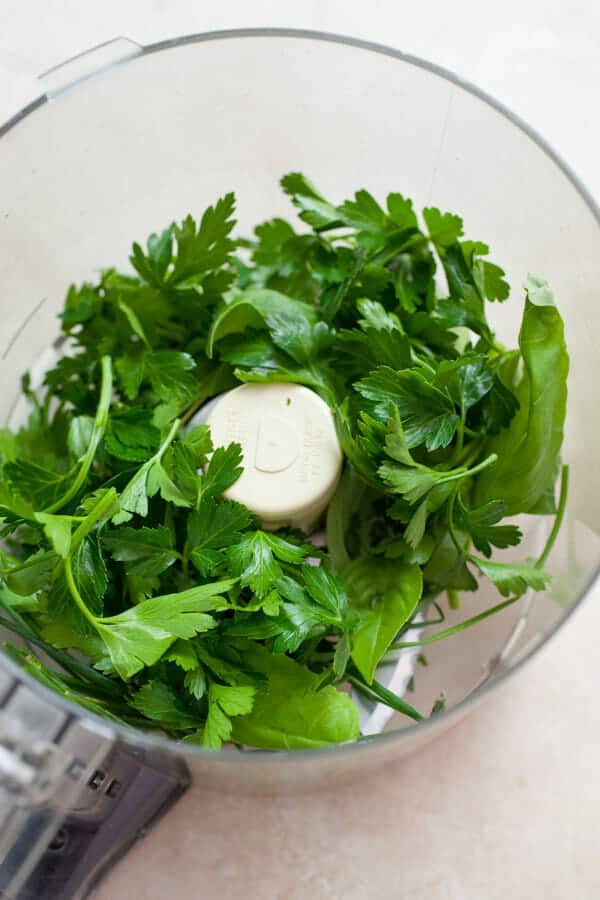 Herbs for cream cheese spread.