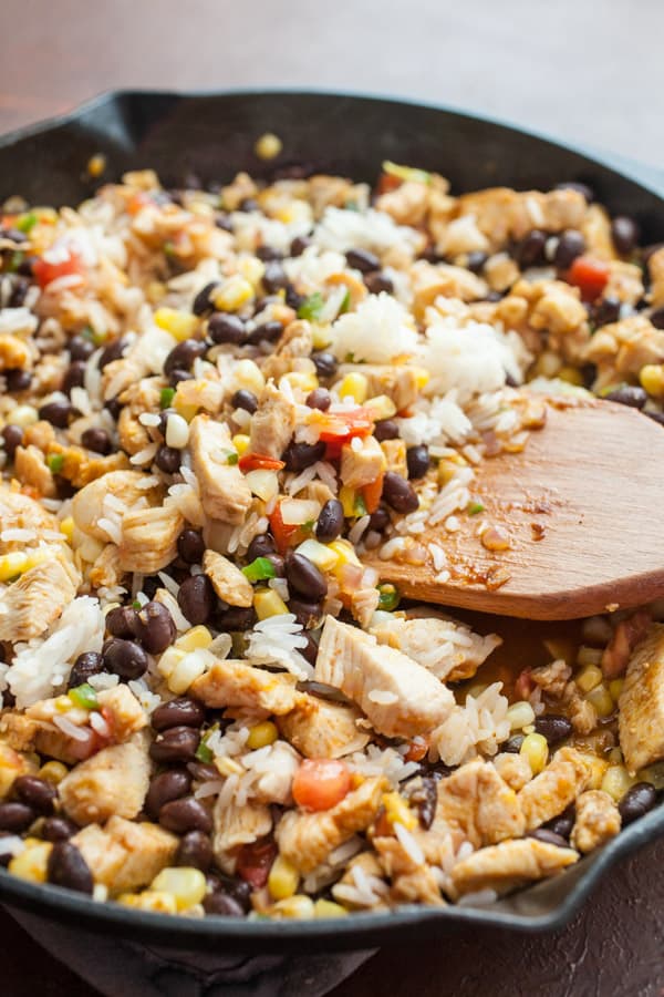 Rice for thickener - Cheesy Chicken Taco Skillet
