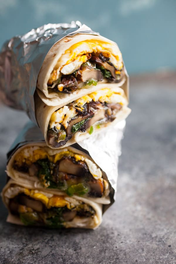 Spicy Mushroom Swiss Breakfast Wraps