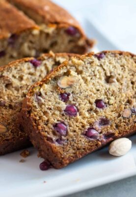 Looking for a new banana bread recipe? This pistachio banana bread is delicious and incredibly easy to make. Make a full loaf or muffins!