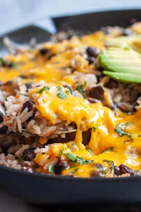 Cheesy Skillet Rice and Beans