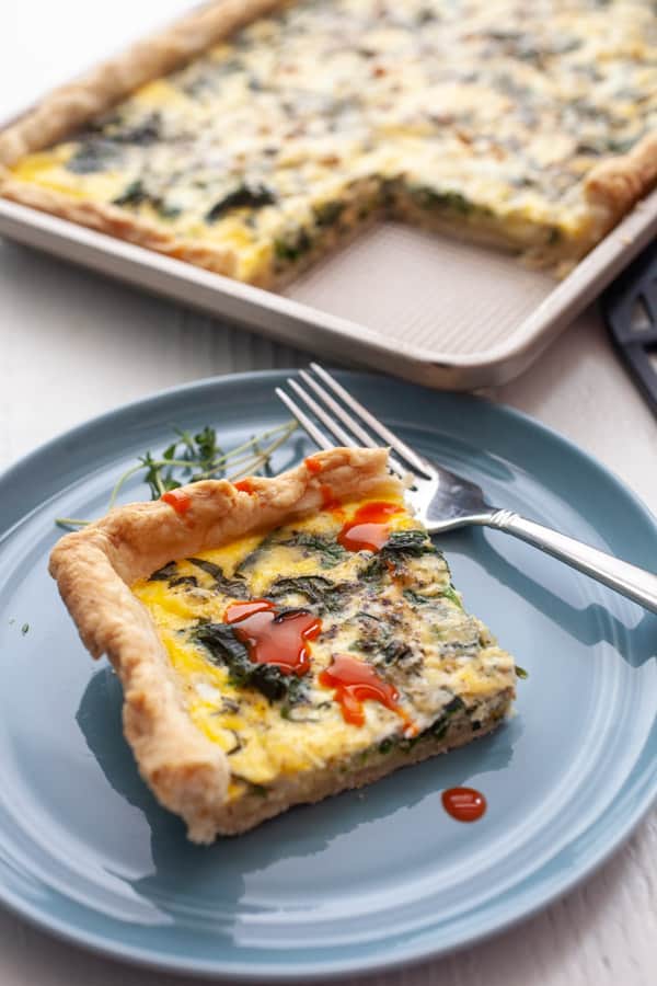 Spinach Basil Sheet Pan Quiche