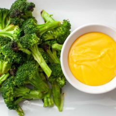 Grilled Broccoli with Cheese Sauce