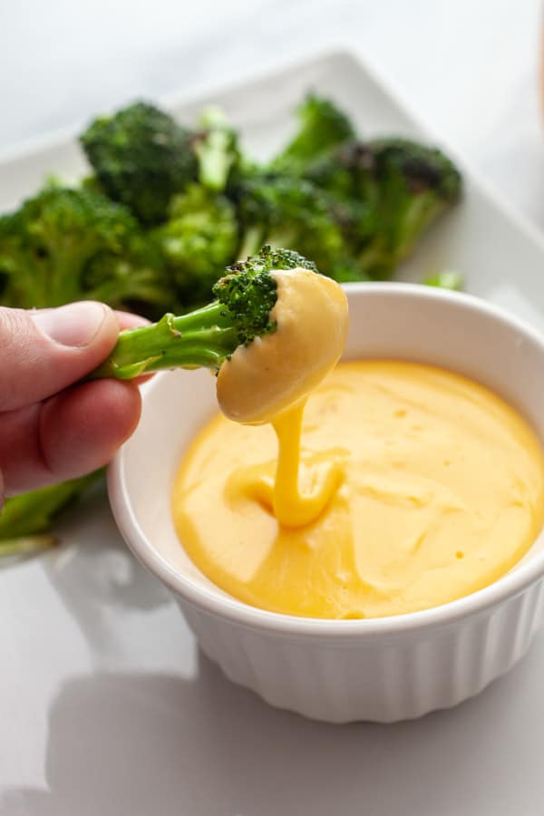 Grilled Broccoli with Cheese Sauce