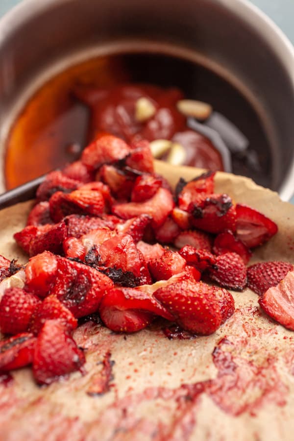 Strawberries in - Roasted Strawberry BBQ Sauce