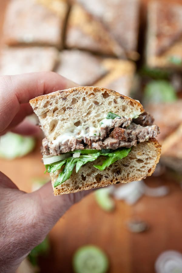 Skirt Steak Sandwiches with Lemon Parsley Mayo