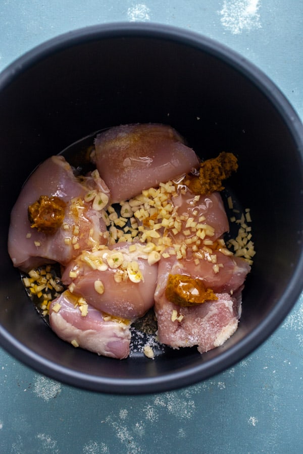 Chicken Thighs and other ingredients for Thai Chicken bowls