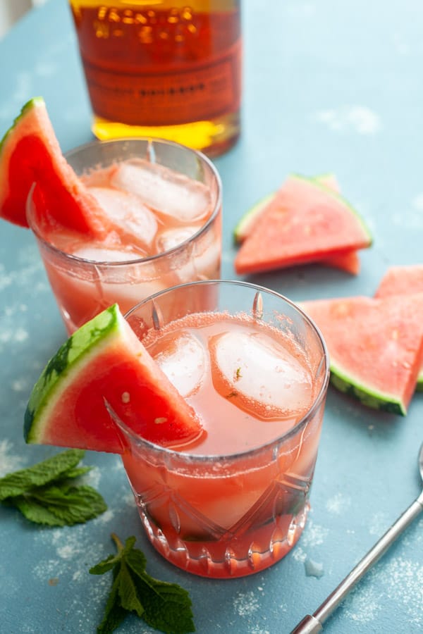 Watermelon Bourbon Smash Cocktail
