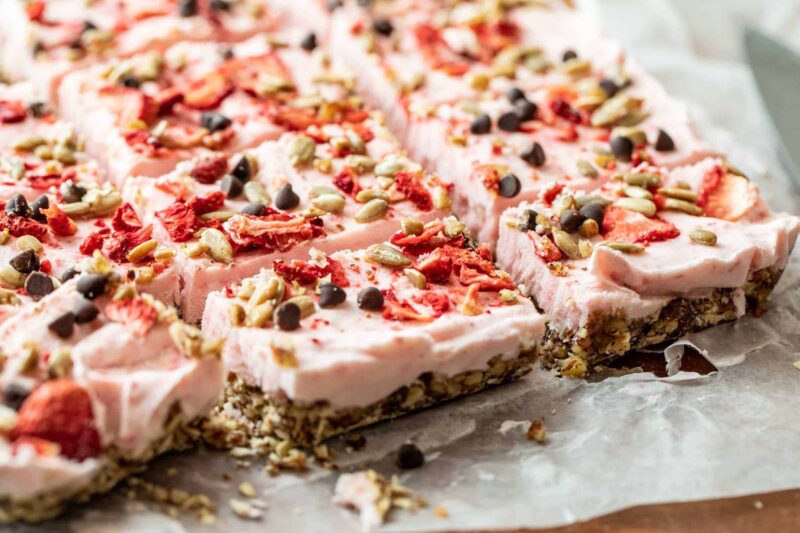 No Bake Strawberry Greek Yogurt Bars