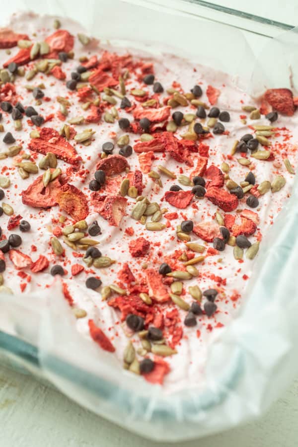 Ready to freeze - Strawberry Greek Yogurt Bars
