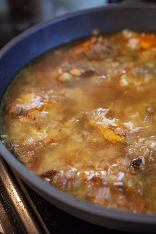 Adding stock - Chicken Biryani