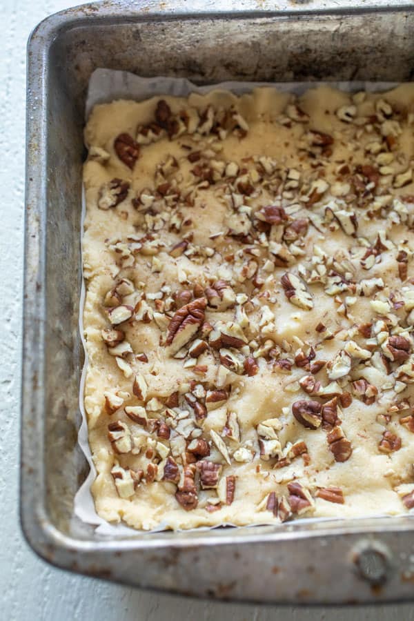 Bottom Layer - pecans and cookie crust.