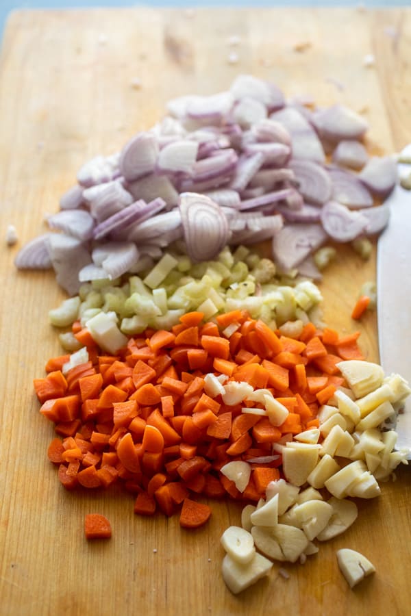 Aromatics for pork ragu.