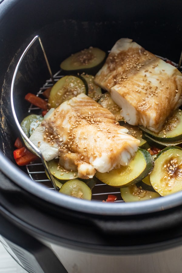 Pressure Cooker Sesame Cod with Veggies