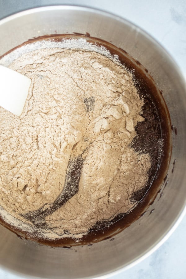 Adding flour - Weeknight Baking Brownies