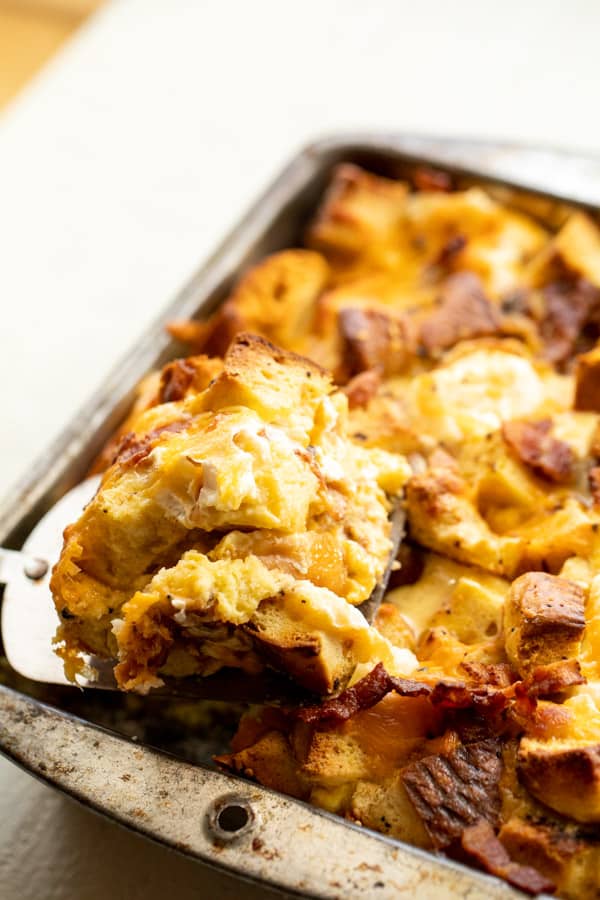 Piece of Everything Bagel Breakfast Casserole