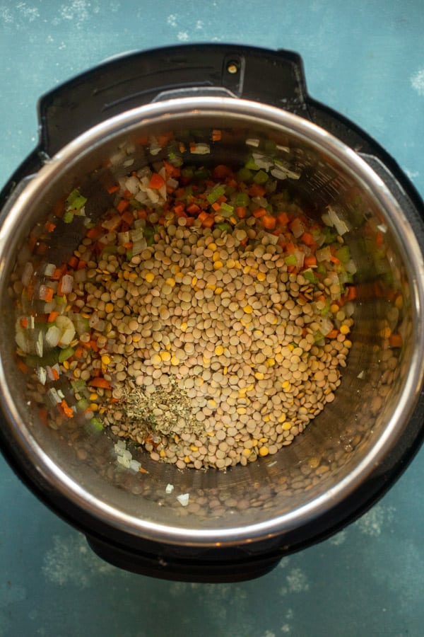 Lentils and Stock Added for Soup