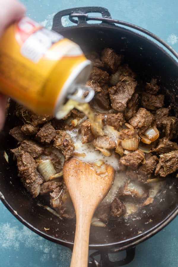 Adding beer for beef stew braise