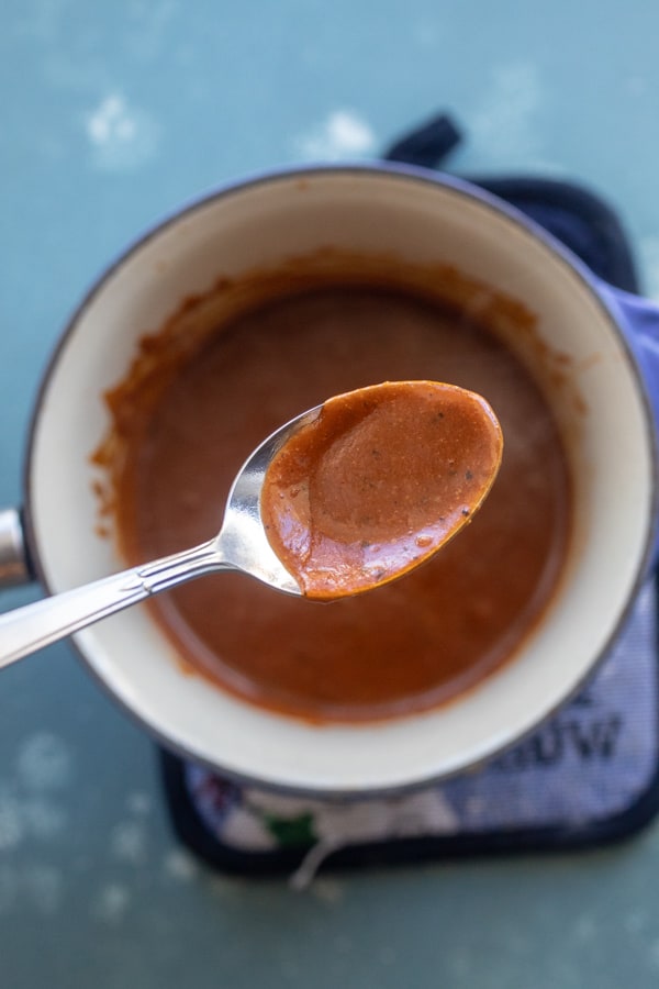 Delicious sauce for Chicken Fajita enchiladas for two!