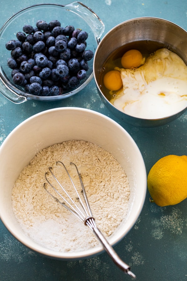 Pancake batter basics in bowls.