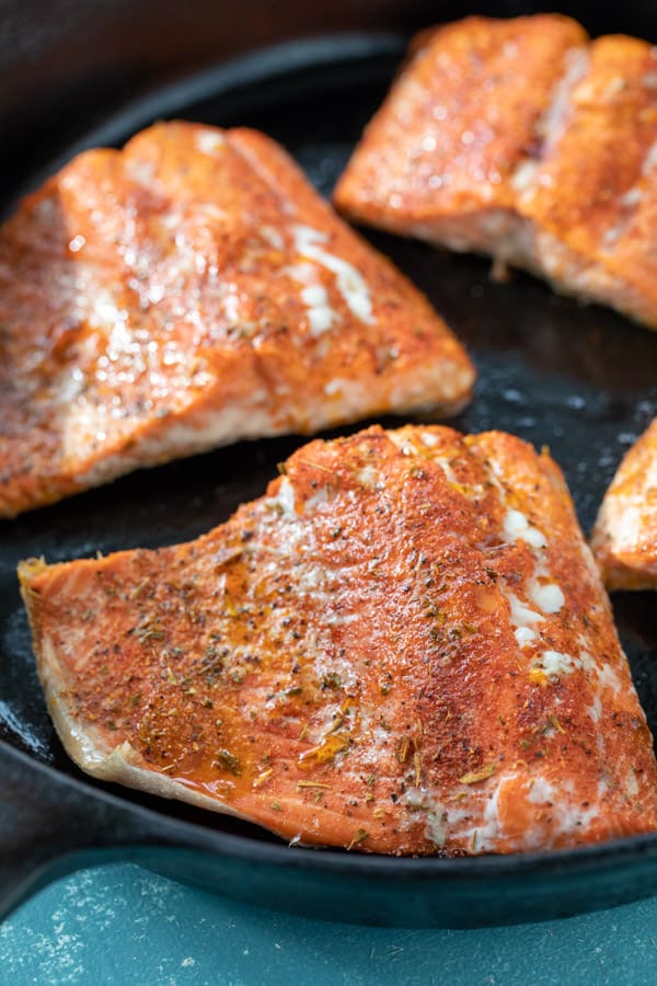 Baked Blackened Salmon in Cast Iron