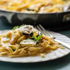 Homemade Summer Vegetable Fettuccine Alfredo