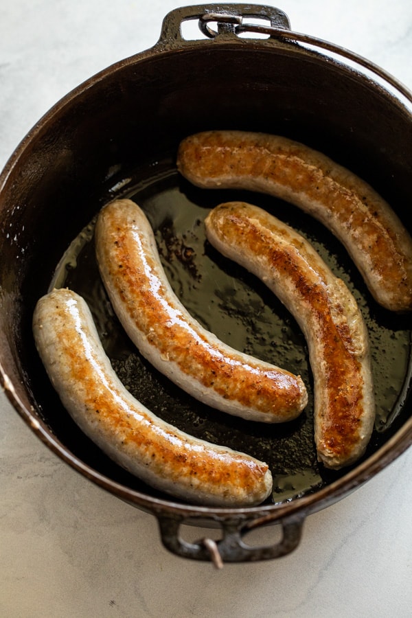 Searing sausage for braised dish