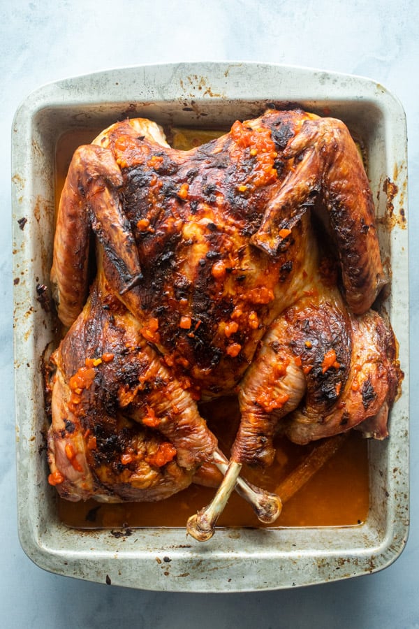 Finished Harissa Spatchcock Turkey