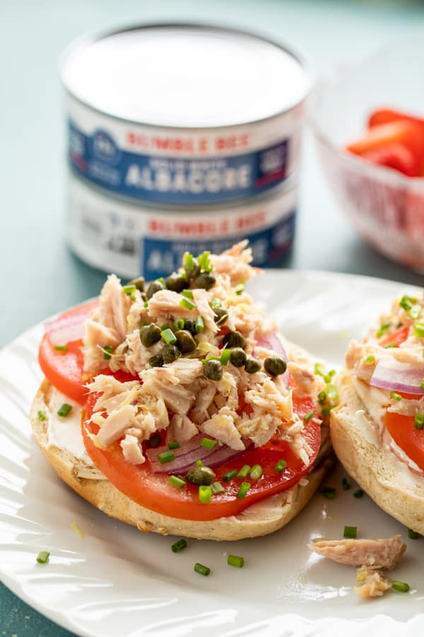 Tuna Breakfast Bagels with Capers