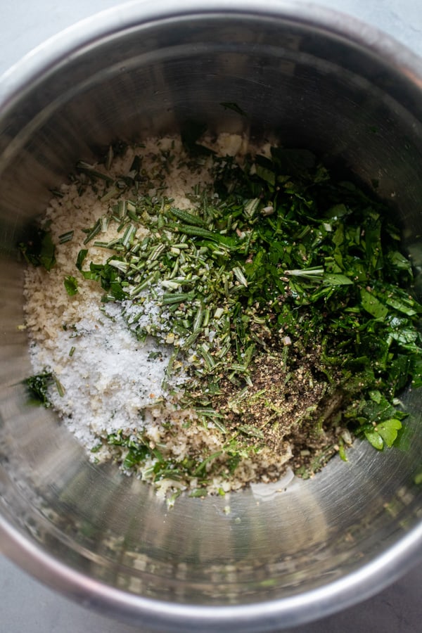 Panko and herbs rub for leg of lamb.