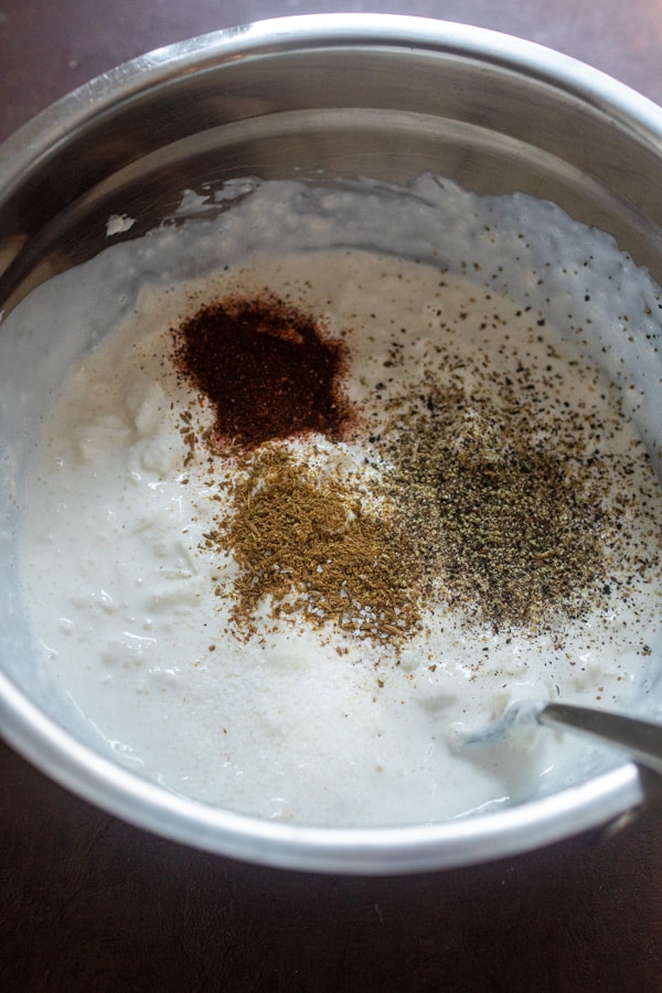 Spices added to the queso mixture.