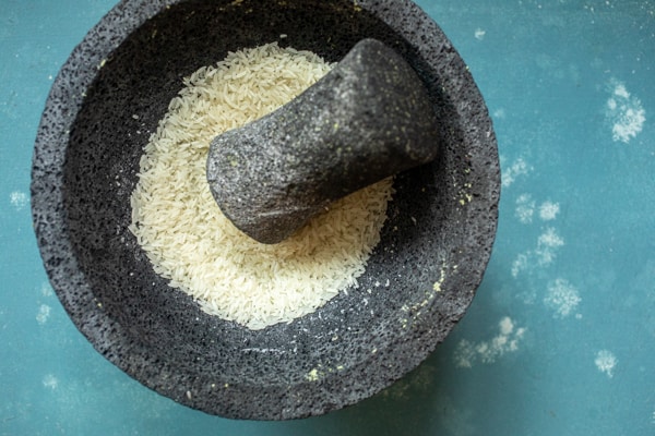 Seasoning Molcajete with Rice