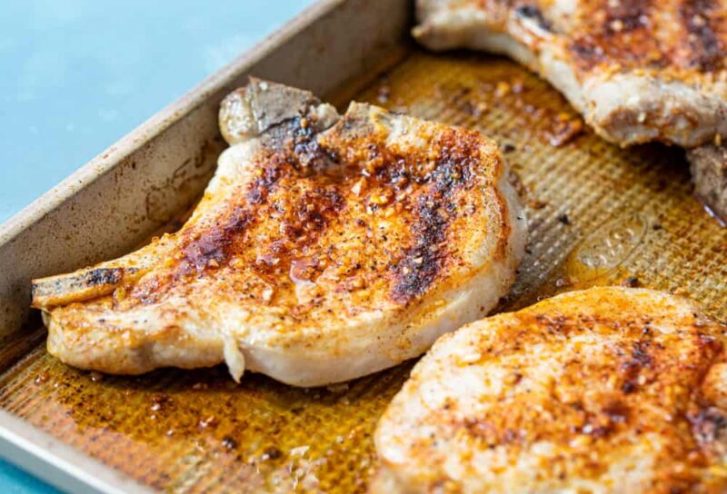 Easy Broiled Pork Chops - 10 minute dinner ~ Crunch Time Kitchen