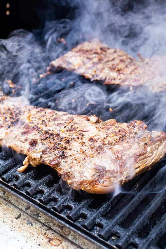 Steak on the grill.