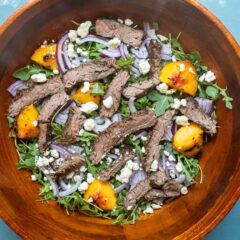 Grilled Steak Salad with Peaches and Blue Cheese
